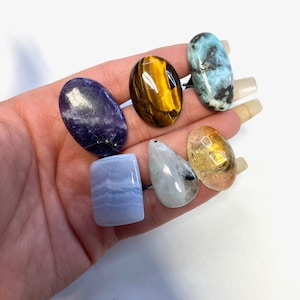 5pc Polished Stone Car Clip Bundle, Gemstone Vent Clip, Wholesale Crystal Vent Clip