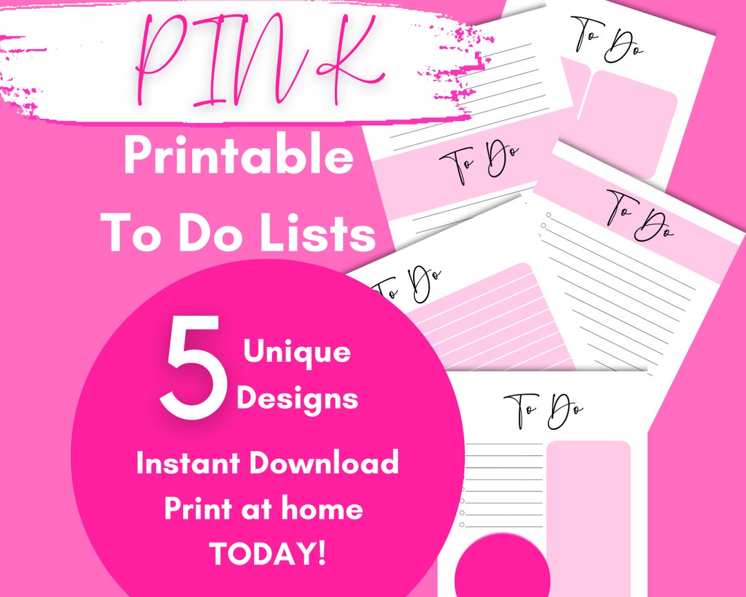 Pink to Do List, to Do List, Printable to Do List, Organization ...