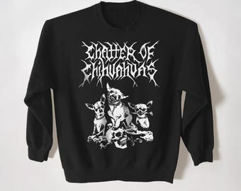 Maglione girocollo per cani Chihuahua – Abbigliamento per animali domestici in stile gotico in metallo nero