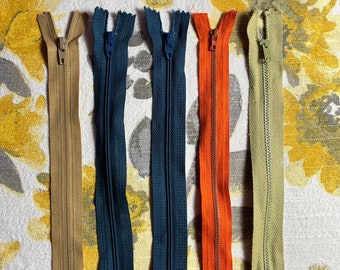 Zipper stash, 21” inch. Lot of 5 zippers.  (LOT#7)