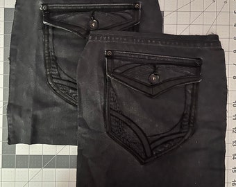 Set of Jean Pockets, Salvaged Denim Jean Back Pockets from YASO denim Jeans. (Pockets- lot#11)