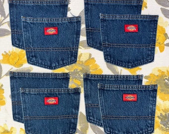 4 sets of Jean Pockets, Salvaged Denim  Jean Back Pockets from Dickies brand Jeans. (Pockets- lot#12)