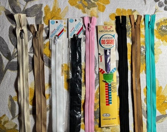 Zipper stash, various lengths from 13” to 28” inch. Lot of 9 zippers.  (LOT#13)