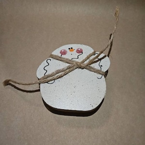 Vintage Folk Art Country Snowman Christmas Coasters Set