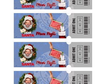 Lieber Weihnachtsmann Digital Download Druckbare PDF Movie Night Tickets