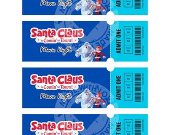 Weihnachtsmann kommt in die Stadt Digitaler Download Druckbare PDF Movie Night Tickets