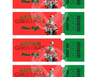 Arthur Weihnachten Digital Download druckbare PDF Movie Night Tickets