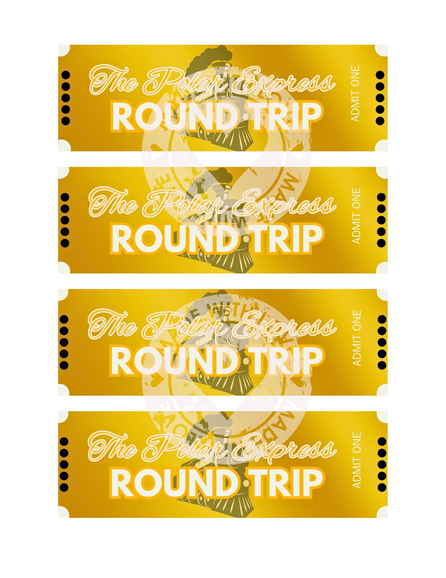 The Polar Express Printable PDF Golden Train Ticket Digital Download Etsy