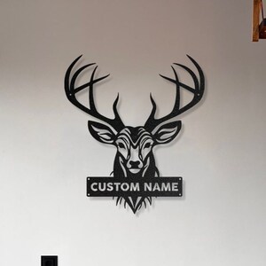 Custom Deer Head Metal Wall Art: Lodge Cabin Decor