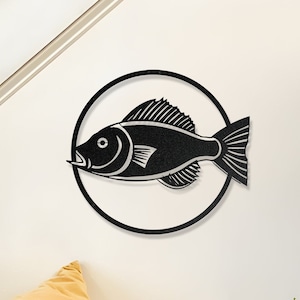 Metal Fish Wall Decor, Line Wall Art, Home Wall Decoration, Livingroom Decor, Metal Fish Silhouette, Entryway Decoration, Metal Wall Decor