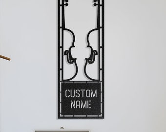 Personalisierte Violine Metallwandkunst: Monogramm-Musikraum-Dekor