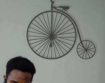 Art mural rétro en métal avec bicyclette : décoration vintage Penny Farthing