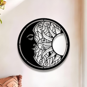 Sun and Moon Metal Wall Art  Celestial Design for Outdoor Decor Stunning Moon Sun Wall Art for Home and Garden Decoration