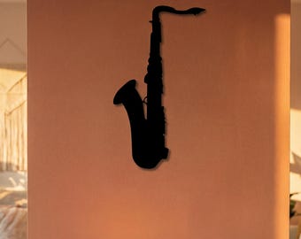 Saxophone Silhouette Metal Wall Art: Jazz Music Decor