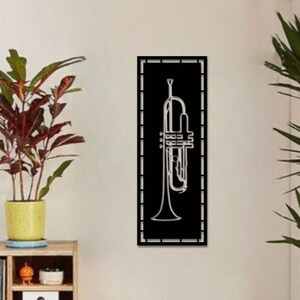 Vertical Trumpet Metal Wall Art Modern Music Decor for Jazz Musicians Music Room Studio or Brass Instrument Lover Gift Idea