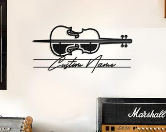 Personalized Violin Metal Wall Art: Custom Music Room Decor