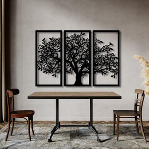 Tree of Life 3 Panels Metal Wall Art - Tree Sign, 3-Piece Metal Wall Decor for Home Decoration, Unique Wall Hangings
