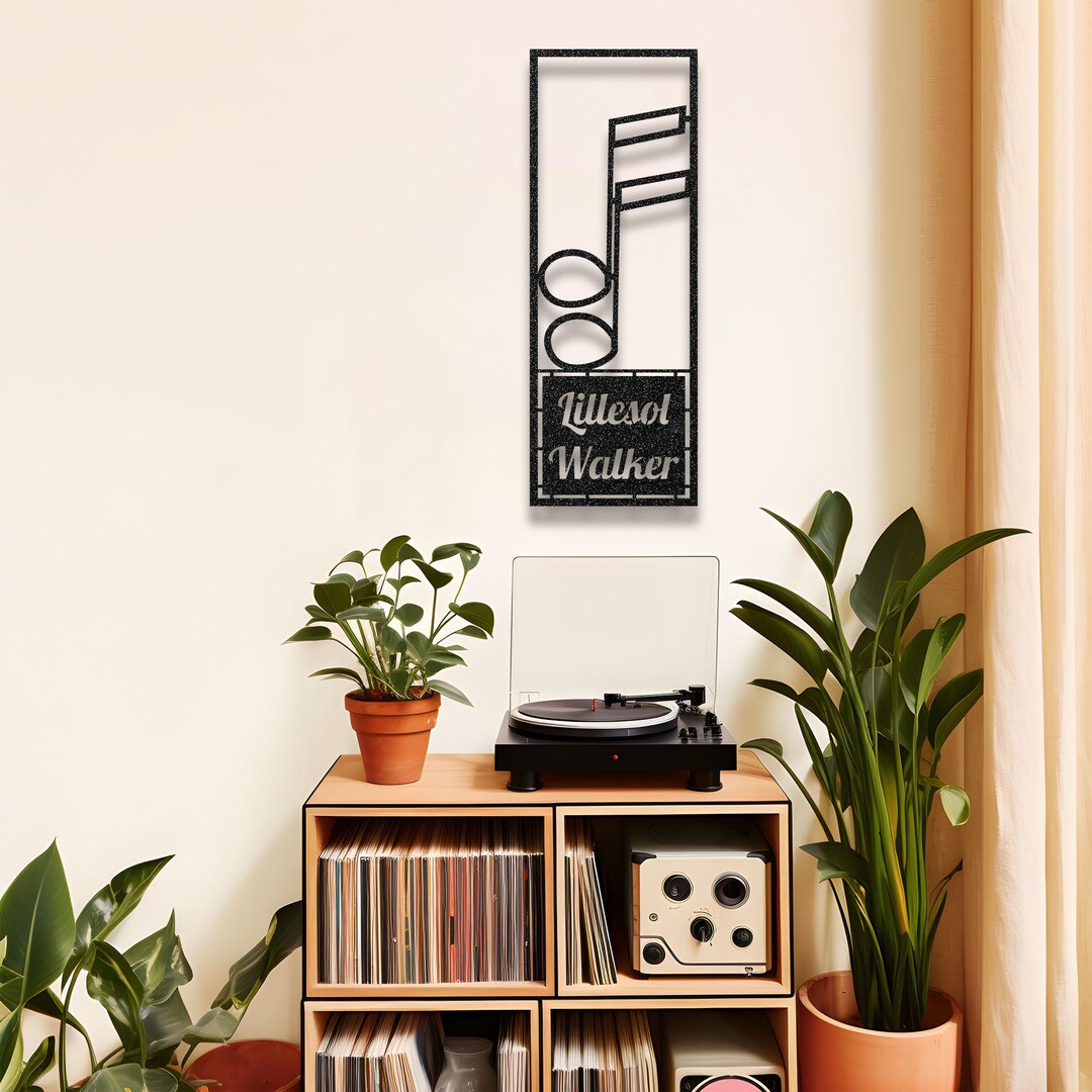 Music Note Wall Block Personalized Music Note Wall Art for Vinyl Record Lovers Custom Metal ...