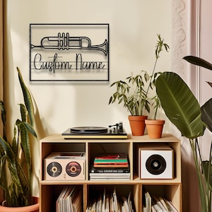 Custom Name Trumpet Metal Wall Art: Music Room Decor
