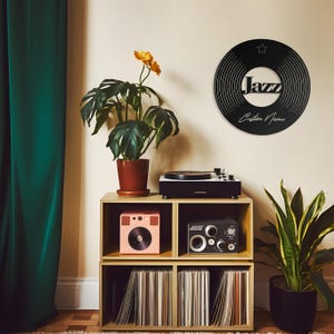Personalized Jazz Vinyl Record Wall Art for Music Room Decor Custom Metal Sign for Jazz Lovers Retro Gift for Musicians and Audiophiles