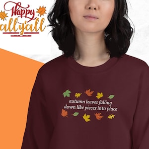 All Too Well Embroidered Sweatshirt, Red Embroidery Crewneck, Taylors Version Sweatshirt, Autumn Shirt, Fall Shirt, Halloween, Thanksgiving