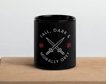 Große dunkel und moralisch graue Kaffeetasse, Booktok Tasse, Bücherwurm Geschenk, Lesergeschenk, Bücherwurm Geschenk, ACOTAR, Team Bösewicht, Kindle Geschenk