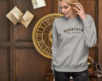 Sudadera de la Escuela de Guerra Basgiath con llama de hierro, estampada o bordada, cuello redondo de Basgiath, camiseta Fourth Wing, Booktok, Riorson, Empyrean