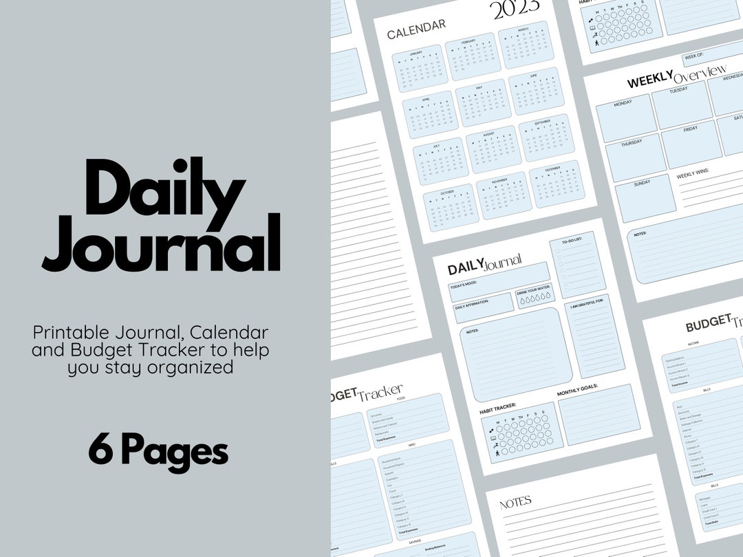 Daily Journal Weekly Planning Worksheet PDF DOWNLOAD Budget Tracker ...