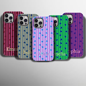 Monogram Phone Case, Initial Phone Case Striped for Iphone 17 16 15 14 13, Samsung s25 s24, s23