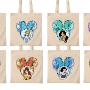 Disney Princess Tote Bag, Princess Tote Bag, Birthday Girl Gift, Disney Birthday Girl Tote, Watercolor Disney Princess Tote Bag, Disney Tote