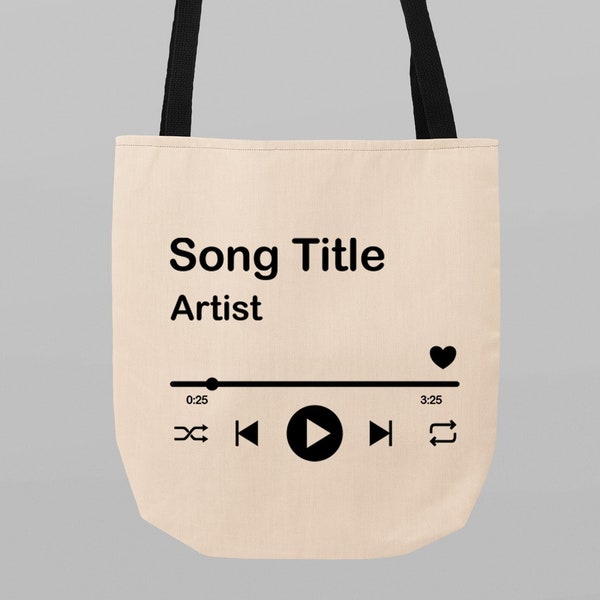 Custom Song Tote Bag, Favorite Song Bag, Song Title and Artist Name Tote Bag, Song Title Tote Bag, Custom Tote Bag, Musician Tote Bag