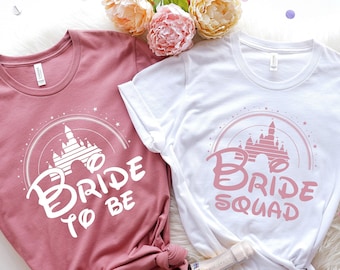 Chemises de mariée Disney, chemises EVJF Disney, chemise escouade de mariée Disney, t-shirt EVJF Disney, chemises de mariage Disney, t-shirt de la mariée