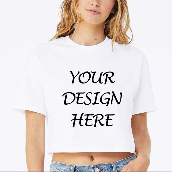 Your Design Here Crop Tank, Custom Crop, Trendy Crop Top, Trendy Baby Tee, Womens Black Baby Tee Tshirt, Baby Crop Tee, Custom Text Crop