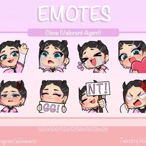 Cute Valorant Clove Emotes | Pack 1 | Twitch, Discord, YouTube!