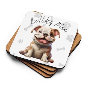 Bulldog Mom Cork-Back Coaster - Heat-Resistant, High-Gloss Finish