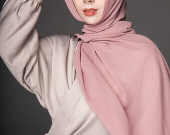 Hijab de gasa con tapa interior de tubo / Rosa empolvado