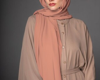 Chiffon hijab met onderkapje | Licht mauve roze