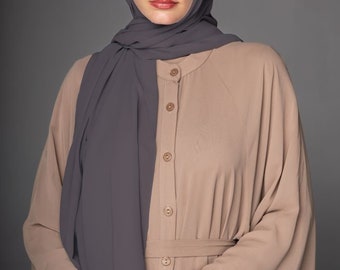 Hijab de Gasa con Tapa de Tubo / Gris Ceniza