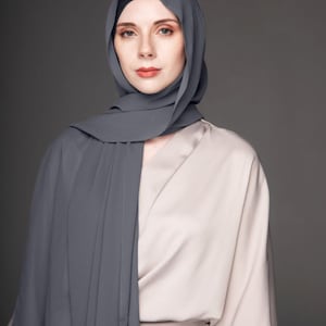 Chiffon Hijab with Tube Undercap | Charcoal Gray