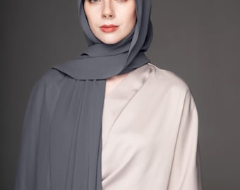 Hijab in chiffon con sottocalza tubolare / Grigio Antracite