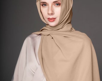 Hijab de gasa con tapa interior de tubo / Marrón Latte