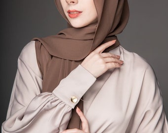 Hijab in chiffon con sottocalza tubolare / Marrone caffè