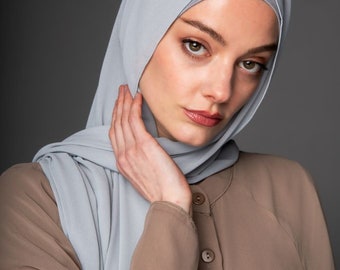 Hijab in chiffon con sottocalza tubolare / Blu cielo