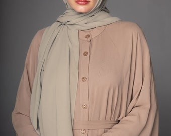 Chiffon hijab met onderkapje | Rokerige taupe