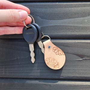 Mini Tooled Leather Sunflower Keychain