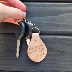 Mini Tooled Leather Moose Keychain