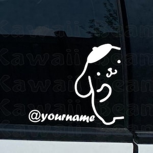 Pompom Custom Peeker Decal with Personalized Social Media Handle | Custom Decal | Pompom Decal | Car Decal | Cartoon Character | KawaiiBeam