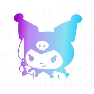 Kuro Holding a Knife Peeker Decal | Car Decal | Bunny Sticker | Car Window Decal | Cartoon Character Sticker | Kuro Sticker | KawaiiBeam