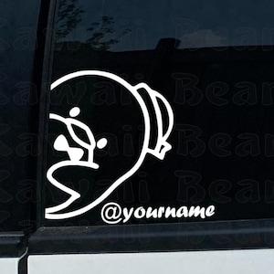 Sticker pingouin smoking personnalisé avec poignée personnalisée pour réseaux sociaux | Sticker personnalisé | autocollant de pingouin | Sticker voiture | KawaiiBeam