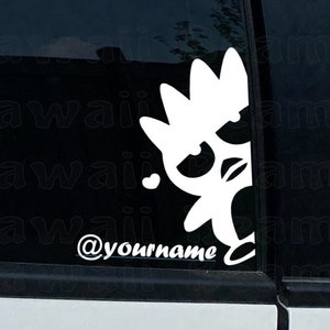 Bad Badtz Custom Peeker Decal with Personalized Social Media Handle | Custom Decal | Bad Maru | Car Decal | Cartoon Character | KawaiiBeam